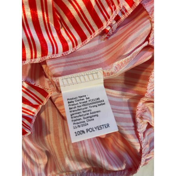 Girls Red & White Striped Holiday Satin Pajama Set – Size 6 – NEW in Package - Picture 6 of 6